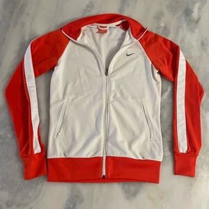 Nike The Athletic Dept Gym Track Womens Off White Orange Zip Jacket Size Medium